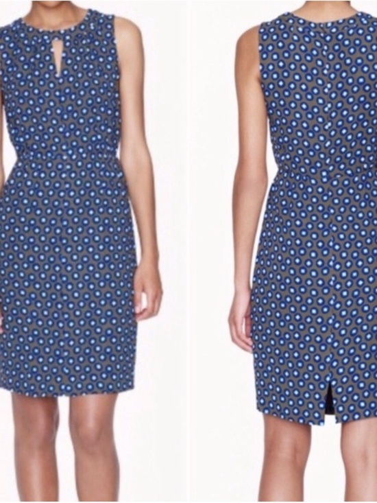 J. Crew Dresses & Skirts - J. Crew| Tuscan Keyhole Olive & Blue Sheath “Above Knee” Sleeveless Dress Sz 8